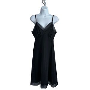 Vintage 1950's VAN RAALTE Black All Nylon Full Slip Size 36 USA Sheer Mesh Trim